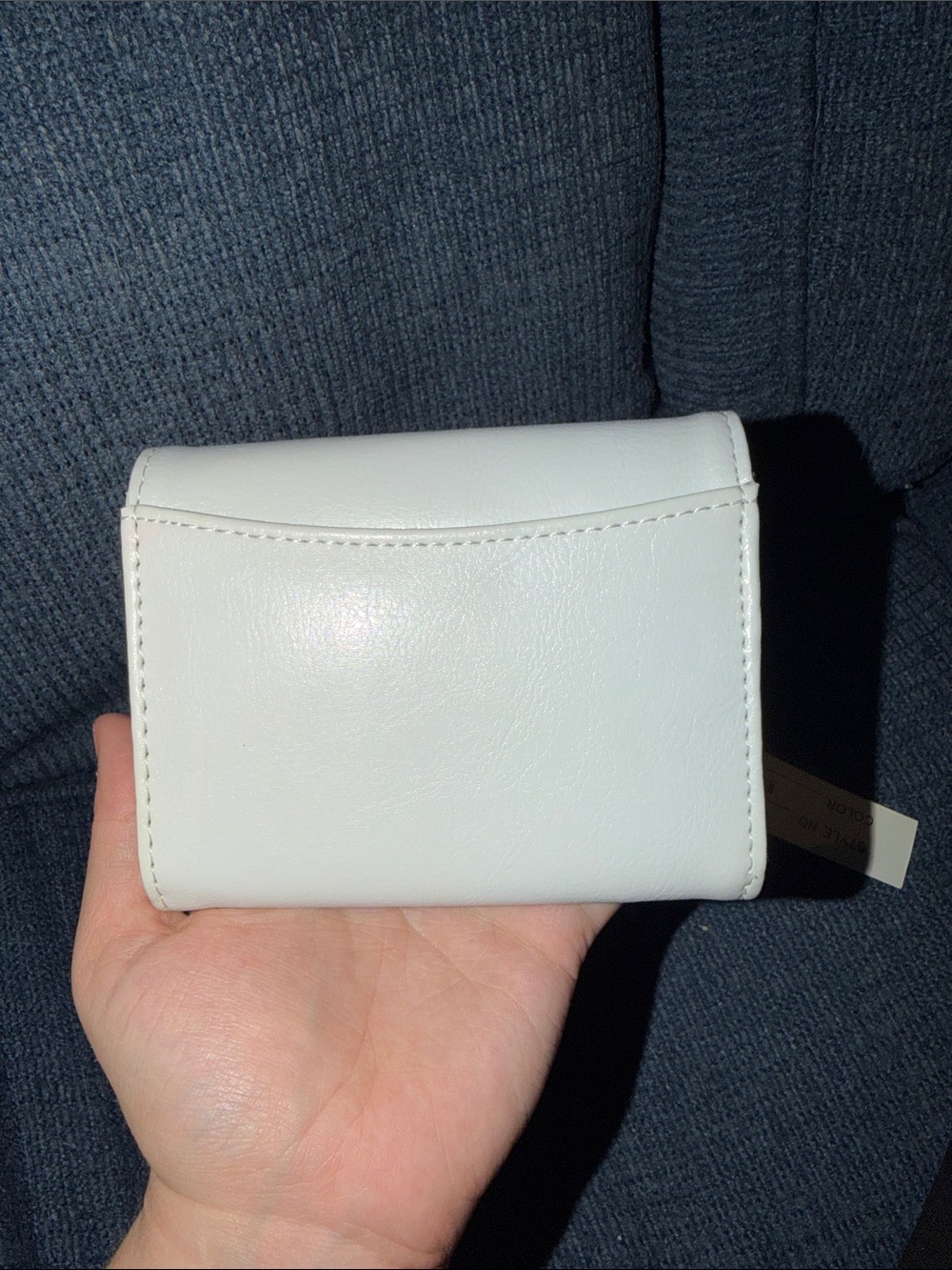 White Compact Trifold Wallet with Polished Accent - Picture 2 of 4